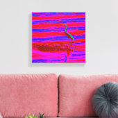 Leinwand mit rosa und blauem Heron (Insitu (Wohnzimmer))