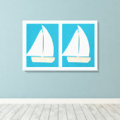 Leinwand mit Segelbooten im türkisfarbenen Hinterg (Insitu (Holzboden))
