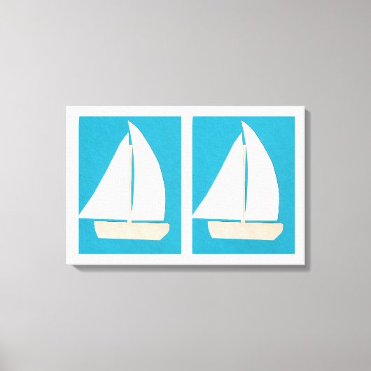 Leinwand mit Segelbooten im türkisfarbenen Hinterg (Vorderseite)