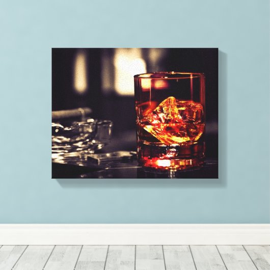 Leinwand mit Whiskey und Zigarre (Insitu (Holzboden))