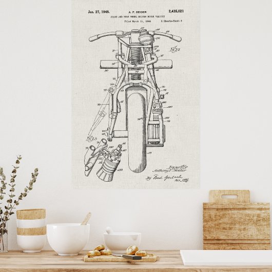 Leinwand | Motorradpatent Poster (Küche)