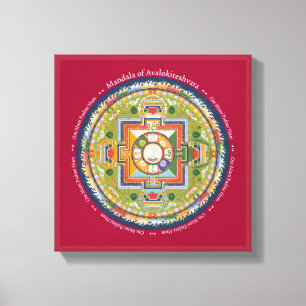 LEINWAND-QUADRAT - Mandala von Chenrezig (Mitleid) Leinwanddruck