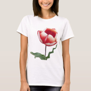 Leinwand Red and White Tulip Bella T - Shirt