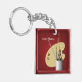 Leinwand Roter Schlüsselanhänger für Künstlerpalet (Vorderseite links)