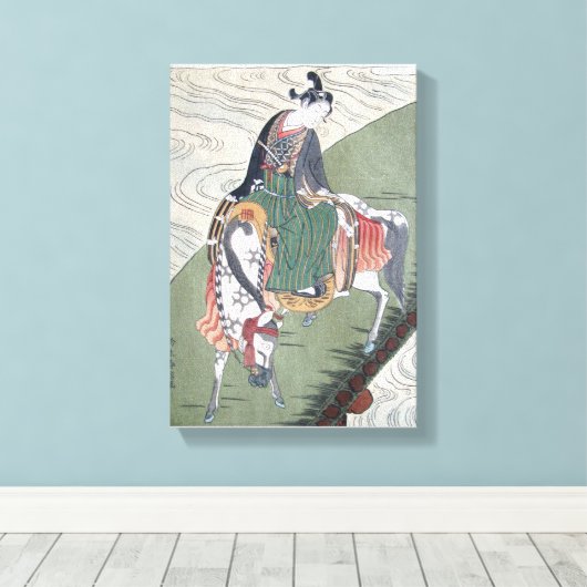 Leinwand Samurai auf Pferd Japanisch Holzblock Pri (Insitu (Holzboden))