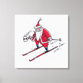 Leinwand Santa Skiing