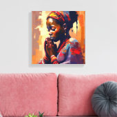Leinwand, Schönes afrikanisches Mädchen in Meditat Leinwanddruck (Insitu (Wohnzimmer))