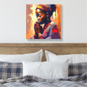 Leinwand, Schönes afrikanisches Mädchen in Meditat Leinwanddruck (Insitu (Schlafzimmer))