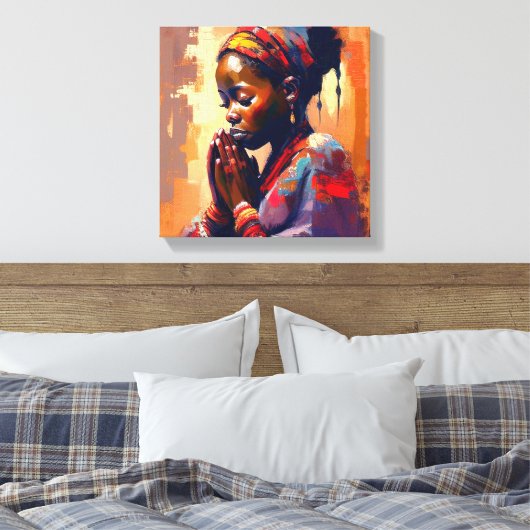 Leinwand, Schönes afrikanisches Mädchen in Meditat Leinwanddruck (Insitu (Schlafzimmer))