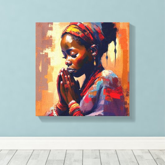 Leinwand, Schönes afrikanisches Mädchen in Meditat Leinwanddruck (Insitu (Holzboden))