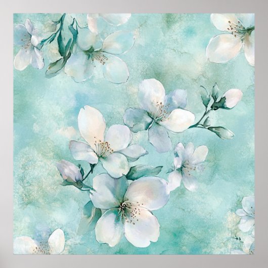 Leinwand Seafoam Green Floral Art Poster (Vorne)