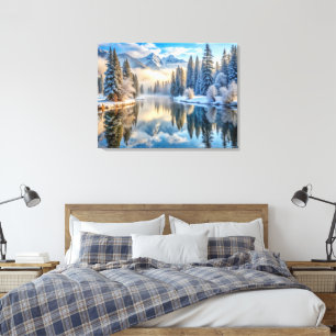Leinwand Snowy Winter Landschaft Art