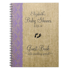 Leinwand-Spitze-Bild-Lavendel-Babyparty-Gast-Buch Notizblock