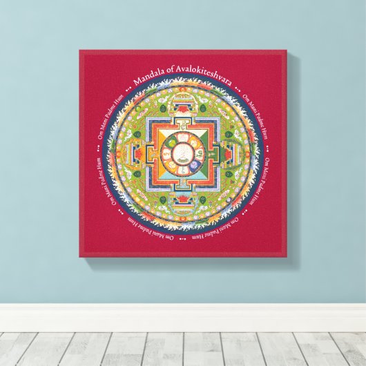LEINWAND SQUARE - Mandala von Chenrezig (Mitgefühl (Insitu (Holzboden))