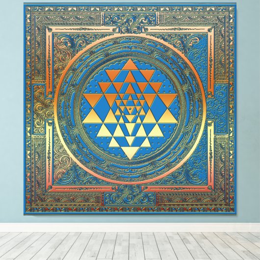 Leinwand SriYantra Yoga Meditation Indien Symbol h (Insitu (Holzboden))
