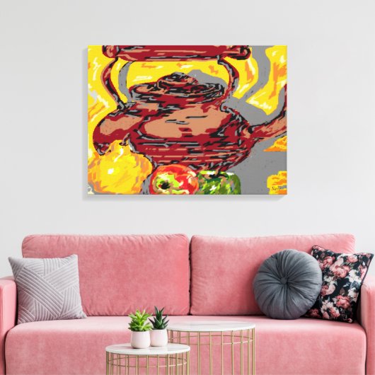 Leinwand Stillleben : Tee Wasserkocher mit Obst (Insitu (Wohnzimmer))