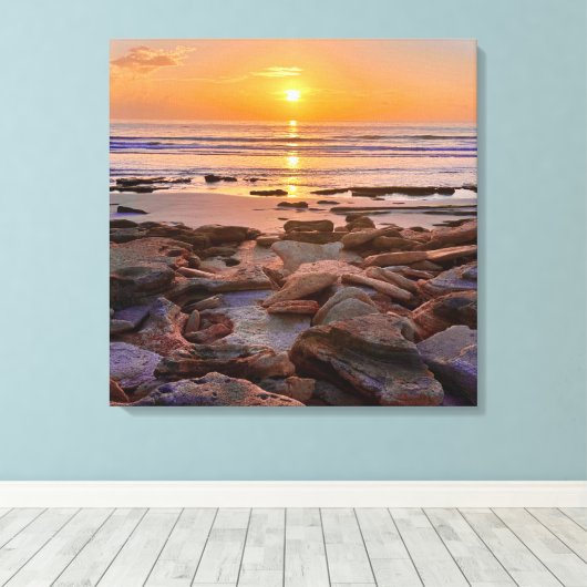 Leinwand Strand bei Sonnenaufgang (Insitu (Holzboden))