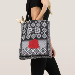 Leinwand Tasche mit Zipper Klappe und Ledertasch