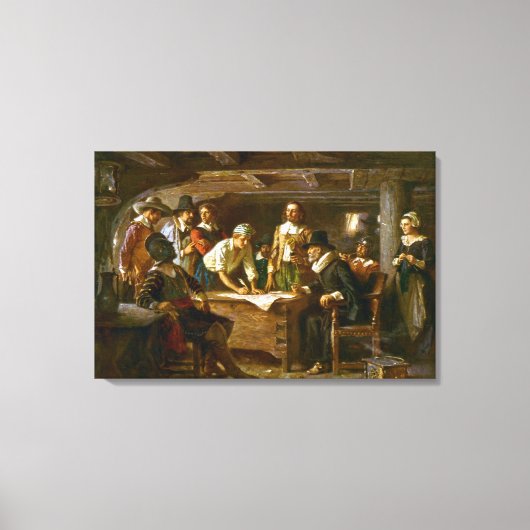 Leinwand The Mayflower Compact 1620 Jean Leon Ferr (Vorderseite)