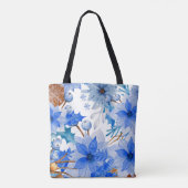 Leinwand Tote Bag, Totbeutel mit Blumendruck, Tasche (Rückseite)