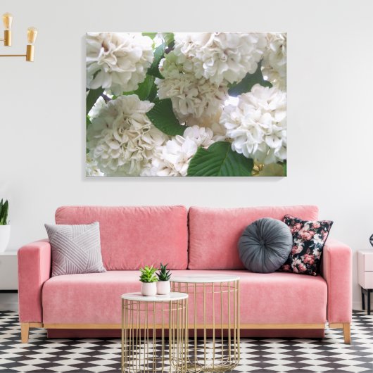 Leinwand - überzogen - Weiße Hydrangeas l (Insitu (Wohnzimmer))
