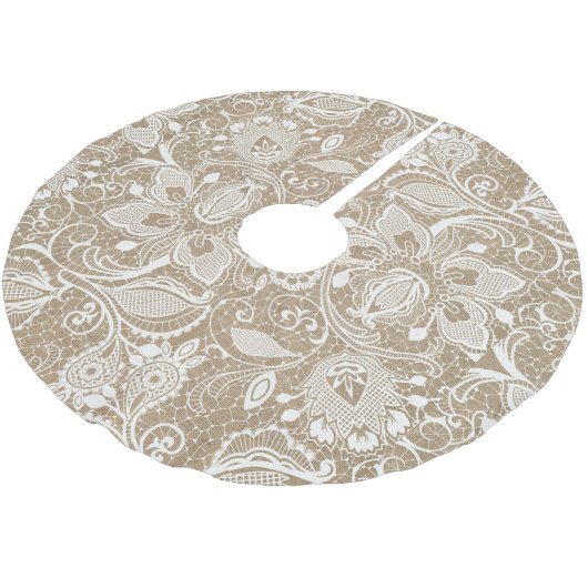 Leinwand und Spitze-Baum-Rock Polyester Weihnachtsbaumdecke (Schrägansicht)