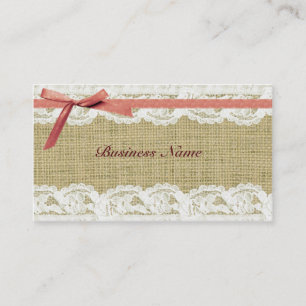 Leinwand-und Spitze-beige rosa Bogen-Shabby Chic Visitenkarte