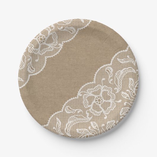 Leinwand und Spitze-BlumenPappteller Pappteller (Vorderseite)