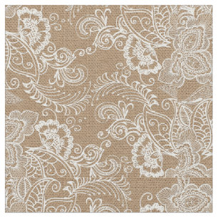 Leinwand-und Spitze-BlumenShabby Chic-Gewebe Stoff