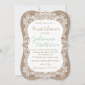 Leinwand-und Spitze-Brautparty Einladung (Vorderseite)