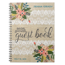 Leinwand-und Spitze-Brautparty-Gast-Buch
