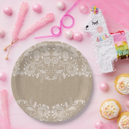 Leinwand und Spitze-Pappteller Pappteller (Party)