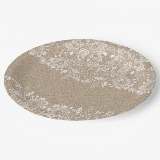 Leinwand und Spitze-Pappteller Pappteller (Schrägansicht)