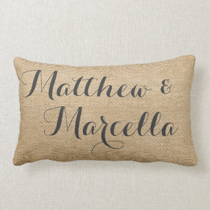 Leinwand-Vintage personalisierte Hochzeit nennt Lendenkissen