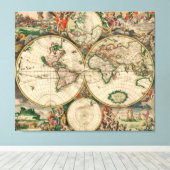 Leinwand Vintage Weltkarte 1689 (Insitu (Holzboden))