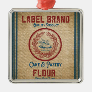 Leinwand-Vintager Kuchen-Gebäck-Mehl-Sack Ornament Aus Metall