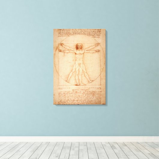 Leinwand Vitruvian Man von Leonardo da Vinci (Insitu (Holzboden))