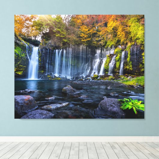 Leinwand Wall Art Waterfall Japan (Insitu (Holzboden))