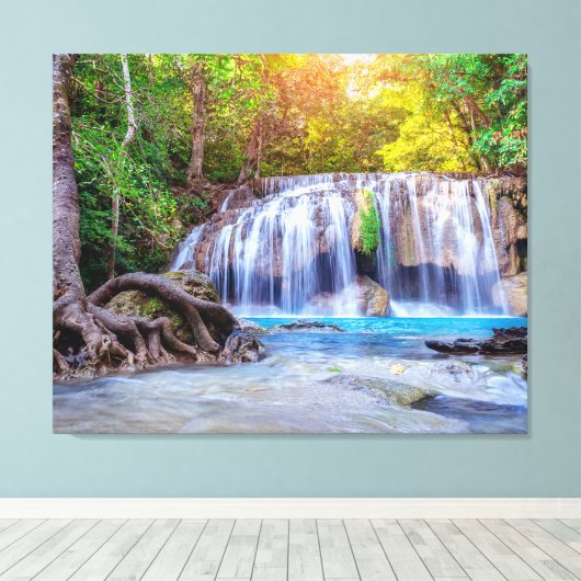 Leinwand Wall Art Waterfall Thailand (Insitu (Holzboden))