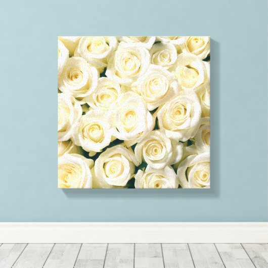 Leinwand Wall Art-White Roses (Insitu (Holzboden))