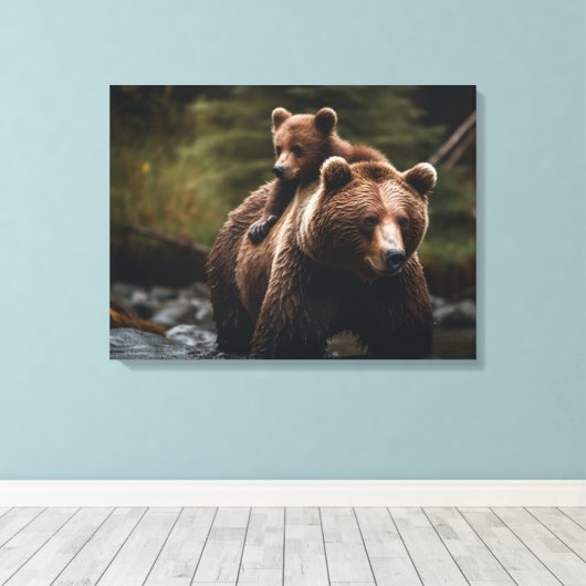 Leinwand Wall Art-Yellowstone Bär (Insitu (Holzboden))
