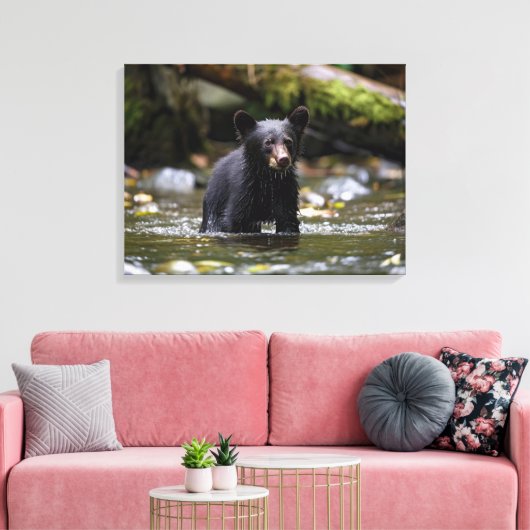 Leinwand Wall Art-Yellowstone Black Bar Cub (Insitu (Wohnzimmer))