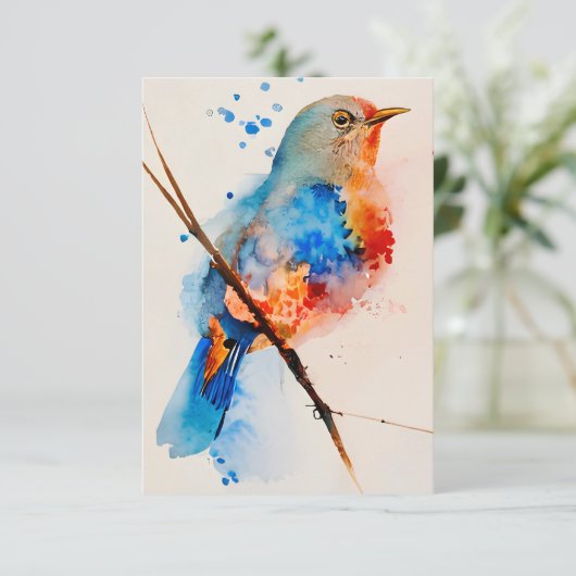 Leinwand Wasserfarben Bird Malerei Dankeskarte (Stehend Vorderseite)