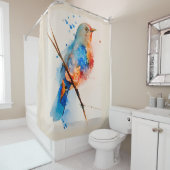 Leinwand Wasserfarben Bird Malerei Duschvorhang (Beispiel)