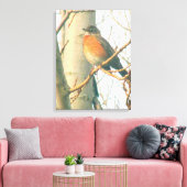 Leinwand - Winter Robin auf Zweig (Insitu (Wohnzimmer))