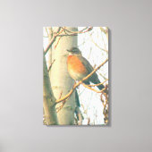 Leinwand - Winter Robin auf Zweig (Vorderseite)