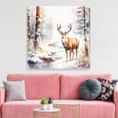 Leinwand Winter Wasserfarbe Hirsche (Insitu (Wohnzimmer))