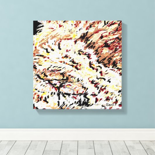 Leinwand Wrap/ Löwe in Entsetzen von Sarr (Insitu (Holzboden))