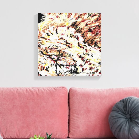 Leinwand Wrap/ Löwe in Entsetzen von Sarr (Insitu (Wohnzimmer))