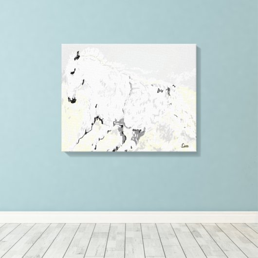 Leinwand wrap White Stallion in Motion (Insitu (Holzboden))